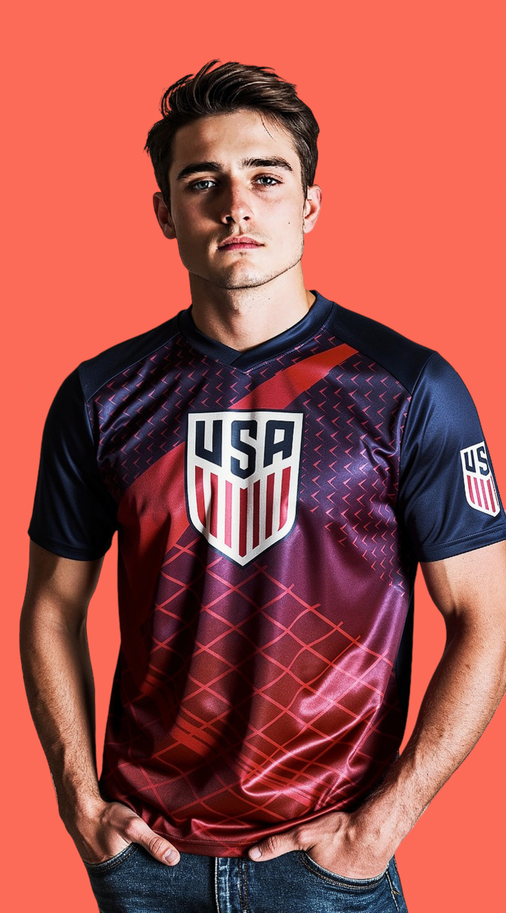 US Soccer Team USA Men's Sublimated Graphic Soccer Jersey Shirt